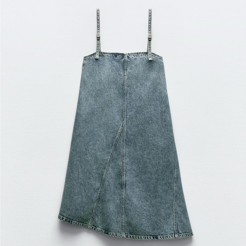 Zara Asymmetrical Denim Dress - Blue